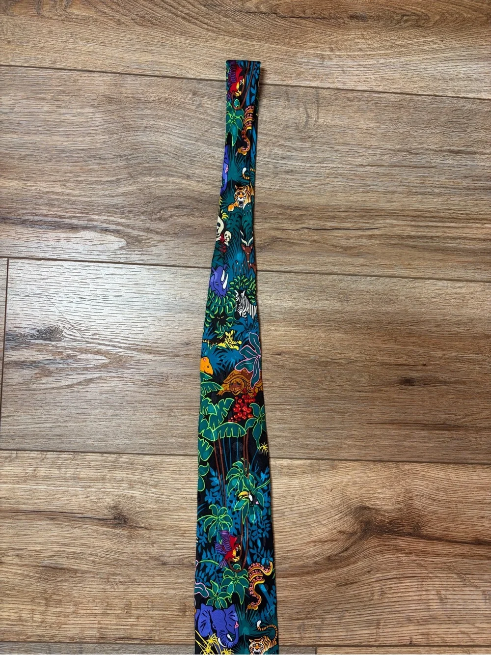 Vintage 90s Jungle Safari Novelty Silk Tie Tropical Jungle Colorful Pop Art